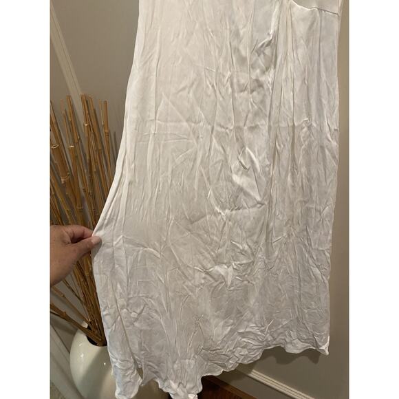 ANTHROPOLOGIE Asymmetrical XXS White Knit Satin Sleeveless Midi Dress Women - Picture 7 of 9